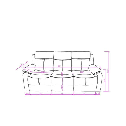 3-Piece Reclining Sofa Set with LED Lights – Sofa, Loveseat & Recliner for Living Room Comfort