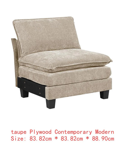 6-Piece Modular Sectional Sofa Set in Plush Chenille Upholstery- Durable Plywood