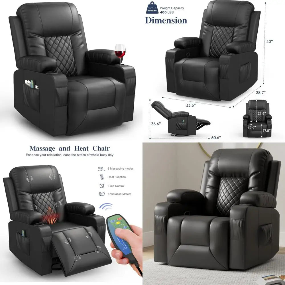 Massage Rocker Chair: Heated,  360-Degree Swivel Lounge Seat