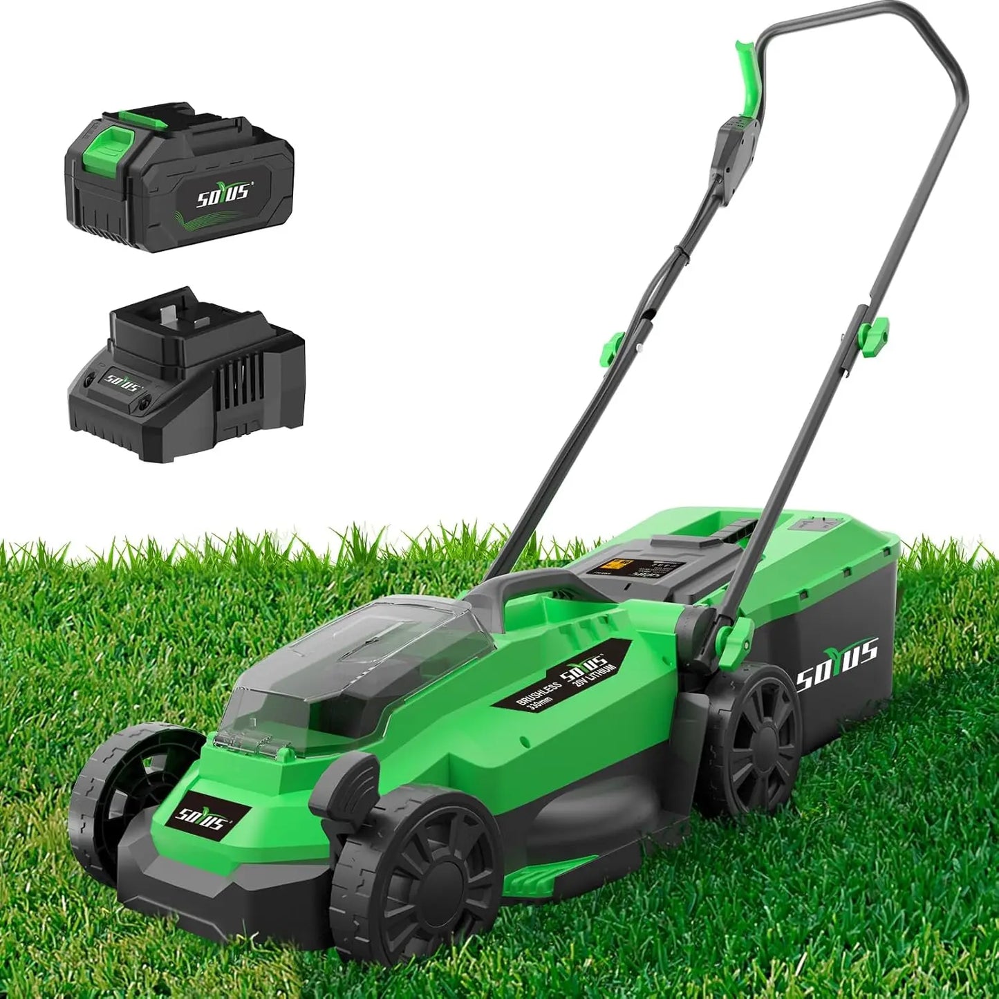 Customizable Electric Lawn Mower Cordless, 13 Inch 20V Lawn Mowers with Brushless Motor, 2-in-1 Lawn Mower,
