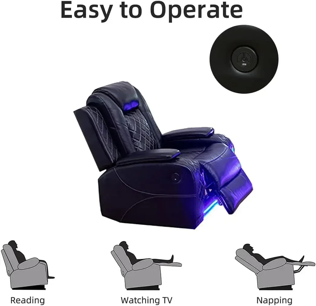 Hot sales, Power Recliner Sofa Set, Black Leather 3 Pieces Sectional Couch, Living Room Furniture Sets with Power