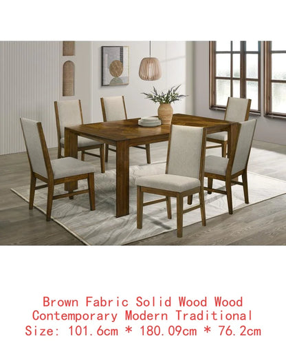 Dining Table Set, Handcrafted Solid Wood, Upholstered Chairs