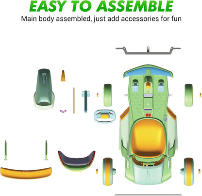 Outdoor Ride On Toy, Electric Drift Kart Car with Adjustable Seat, 200W Motor, 8.1 MPH, LED Lights 6-12 Years