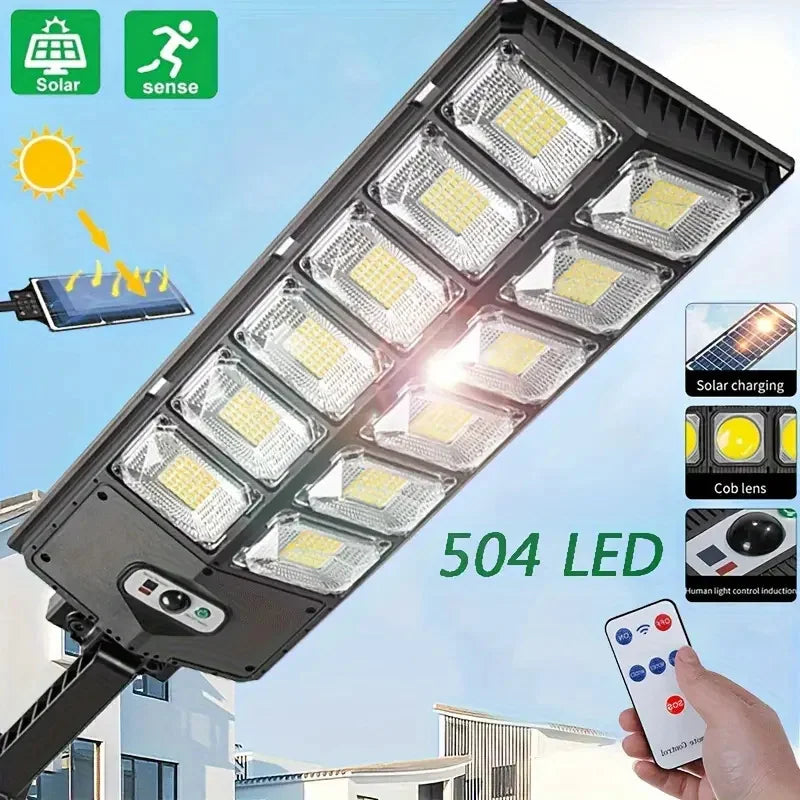 LED Ultra-Bright, Solar Street Light, Wide Angle Motion Sensor, Remote Control, Energy-Efficient, Waterproof