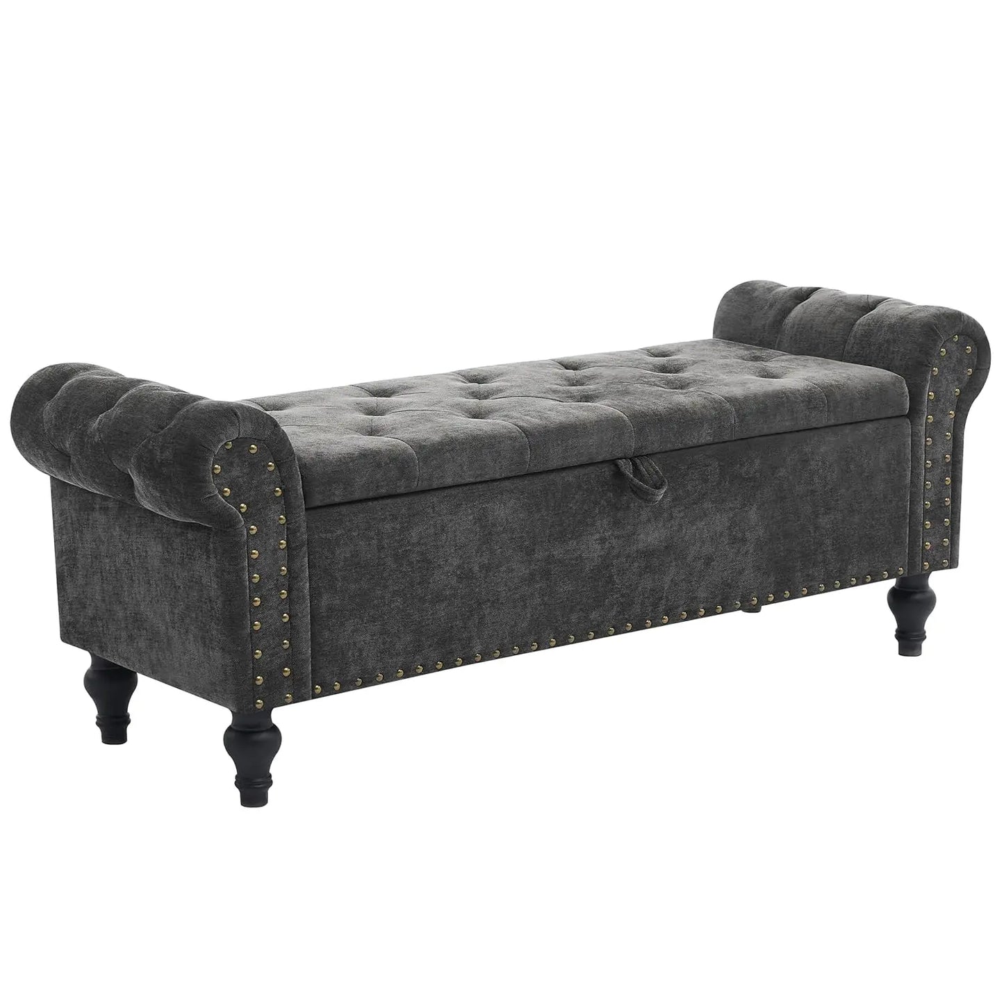 51" Storage Bench Storage Ottomans for Foot of Bed, Chenille Upholstered