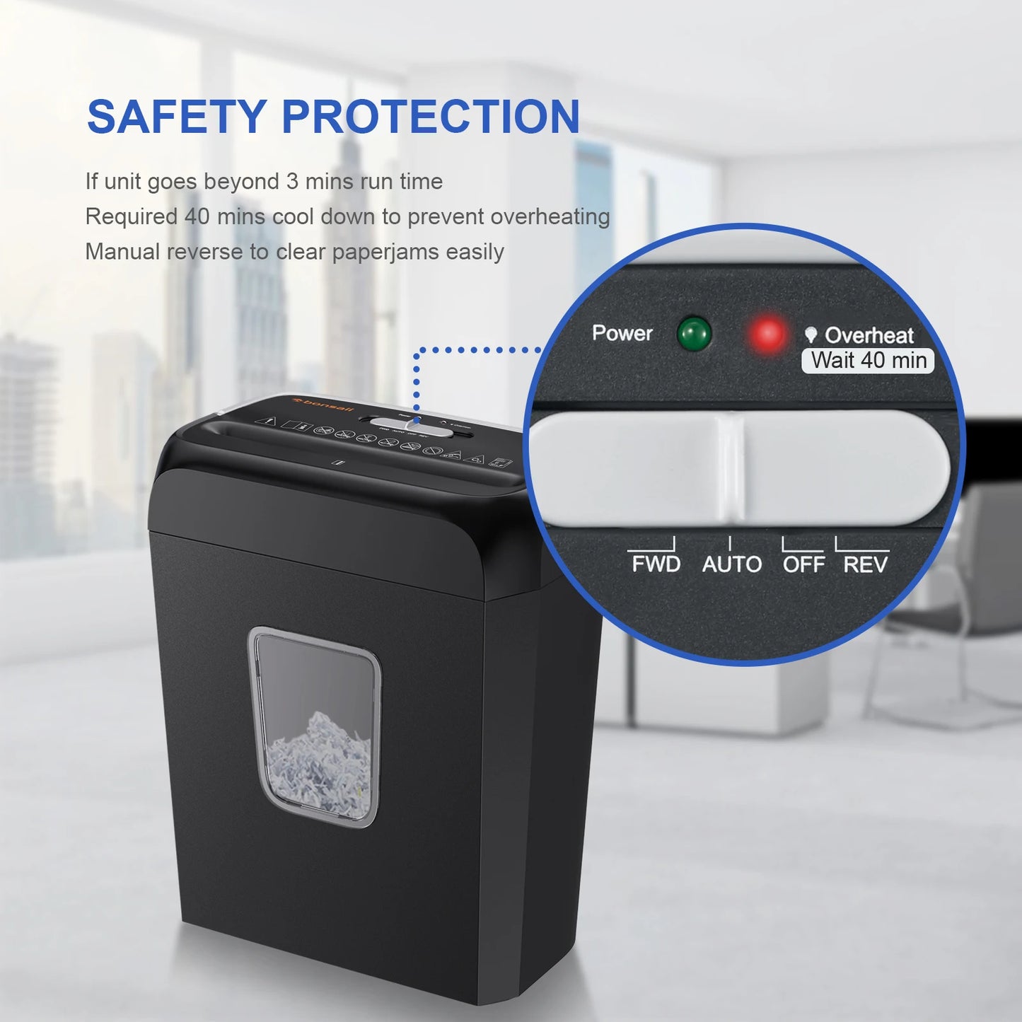 6-Sheet Cross Cut Paper Shredder, 3.4 Gal -Wastebasket