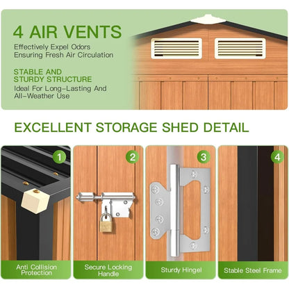 Outdoor Storage Shed, 5x3 Ft Metal Steel Tiny House with Lockable Door, Vertical Outside Storage Building for Garden, Backyard,