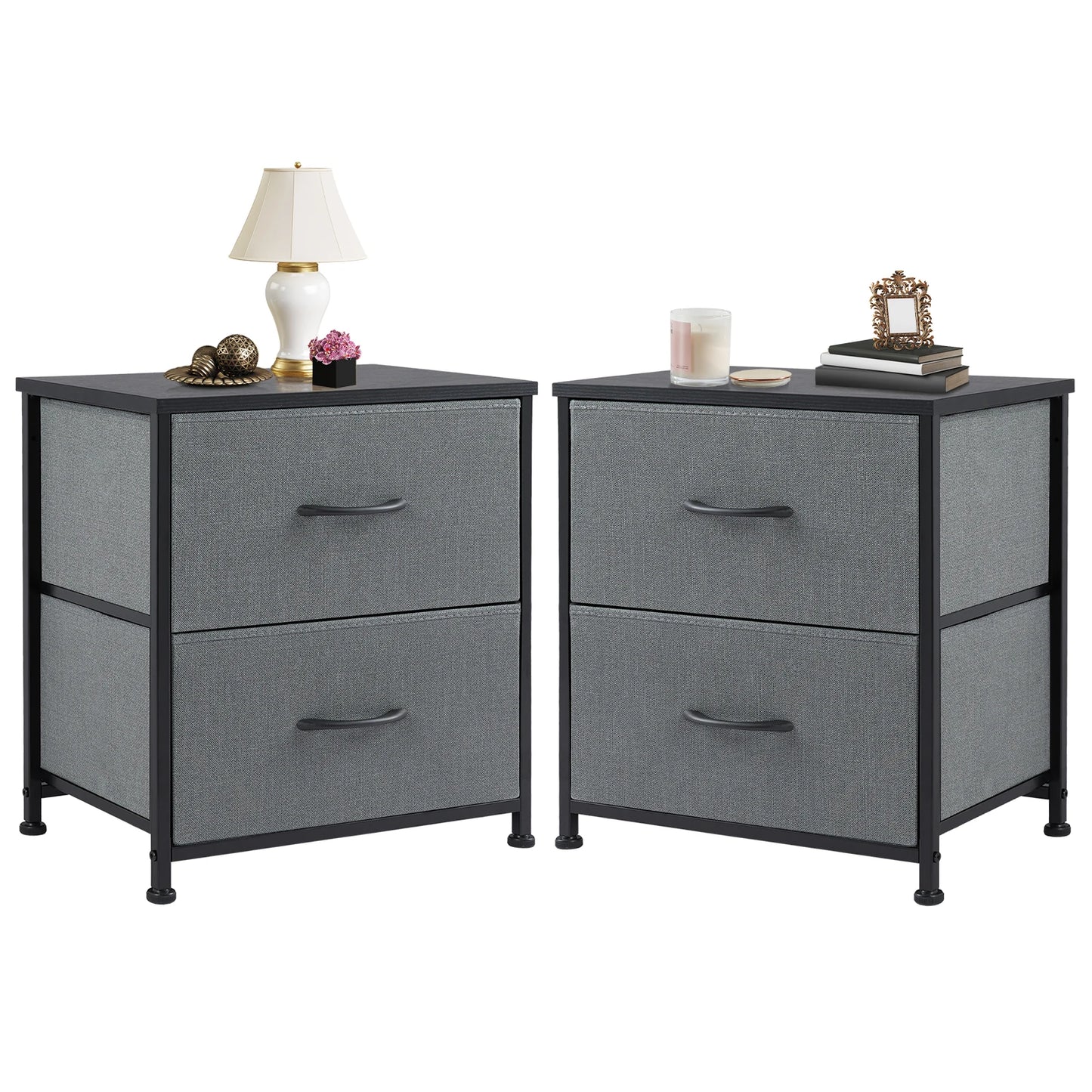 Nightstand Bedside,  Closet ,Chest,  Bedroom 2 Fabric Drawers Cabinet Furniture