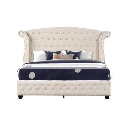 5 Pc Bedroom Set, Wood, Cream Color