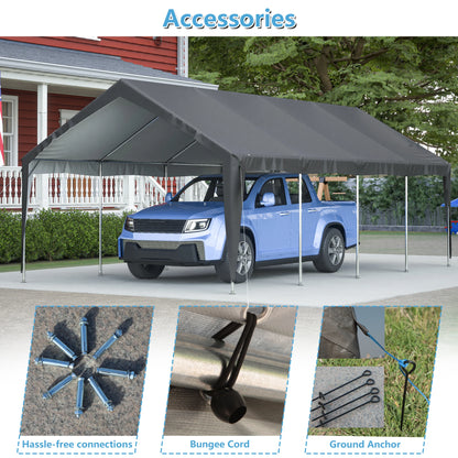 13' x 25' Heavy Duty Carport with Roll-up Sidewall & Ventilated Windows, Galvanized Frame Portable Carport