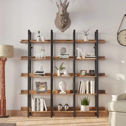 Bookcase and Bookshelves Triple Wide 6-Tiers Large Open Shelves