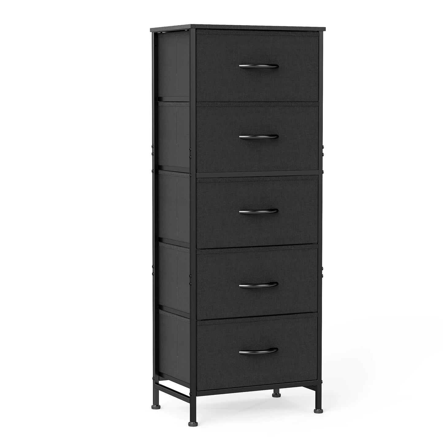 48 IN. Dresser For Bedroom With 5 Fabric Drawers ,Wardrobe, Steel Frame, Storage Cabinet