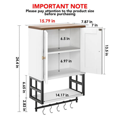 Farmhouse, Medicine Cabinet,  Wall Mounted Storage Organizer with Adjustable Shelves, Towel Bar, 5 Hooks for Small Bathroom,