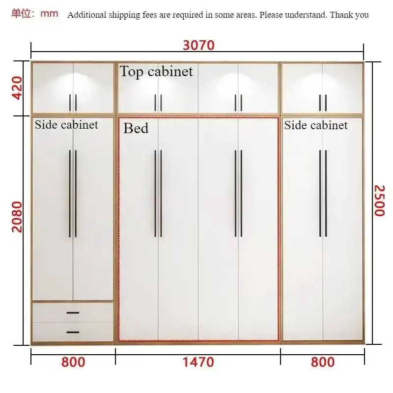 Full Murphy Bed with Closet Organizer with Drawers, Space-Saving, Hidden Bed ,for Multipurpose Room