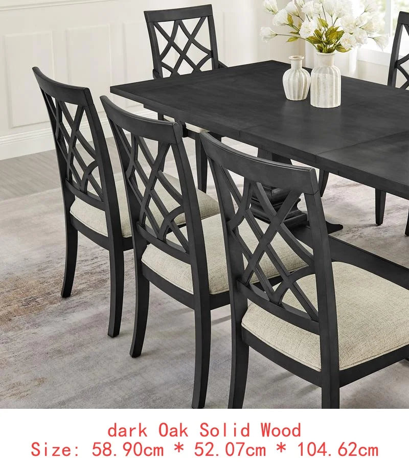 Extendable 7-Piece Retro Wooden Dining Set for 6, Curved Table & Upholstered Chairs