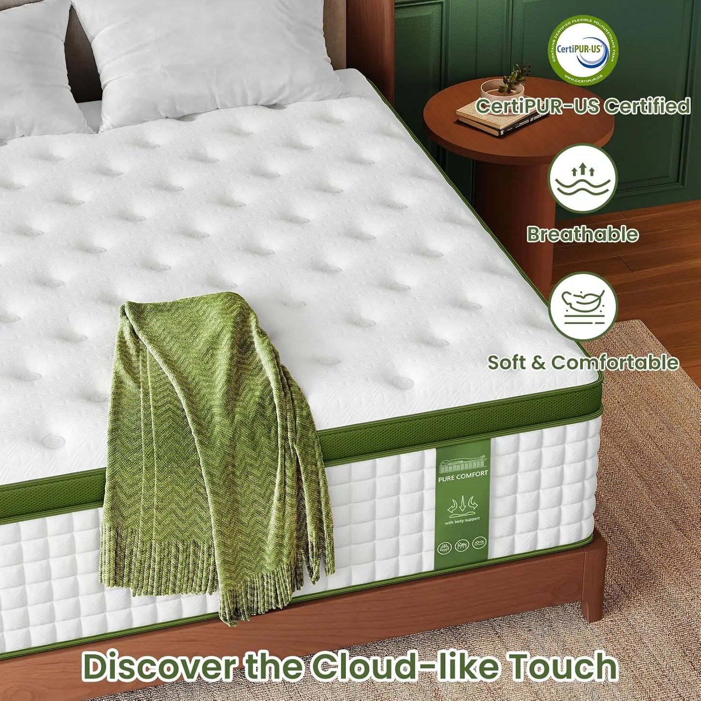12'' Full/King/Queen Size Mattress, Hybrid Mattress, Gel Memory Foam & Pocket Springs for Pressure Relief & Support