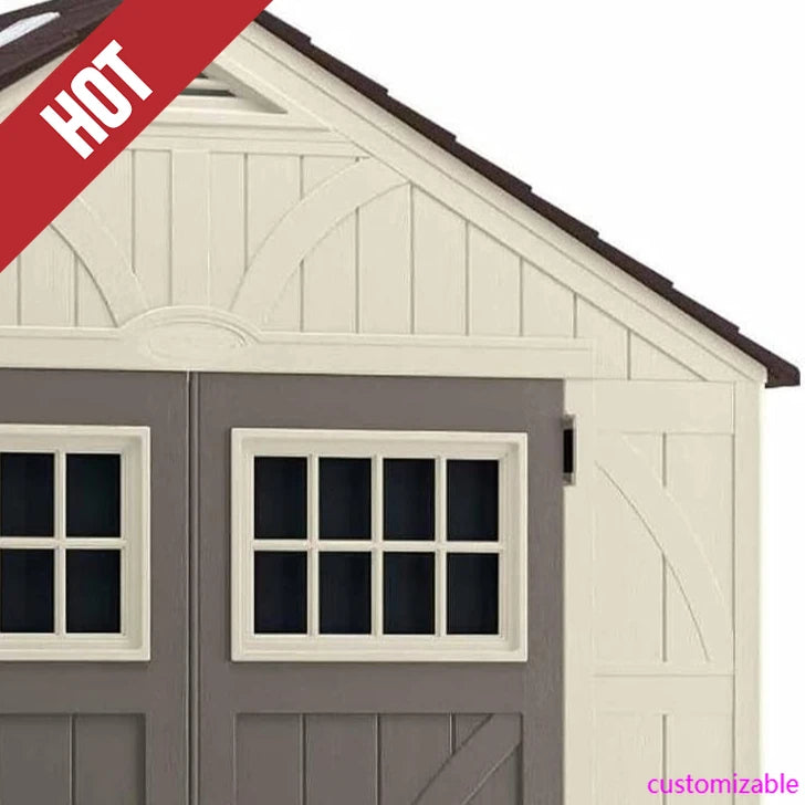 8’x10 Resin Shed, Vanilla & Slate – Backyard Storage Unit with Skylights, Reinforced Floor & Double Doors