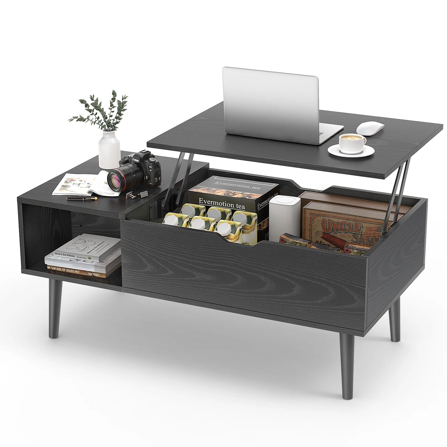 Lift Top Coffee Tables , Living Room 39.37"x19.7" Desk, Dining Tables, Adjustable Storage Shelf Easy Lift Or Lower