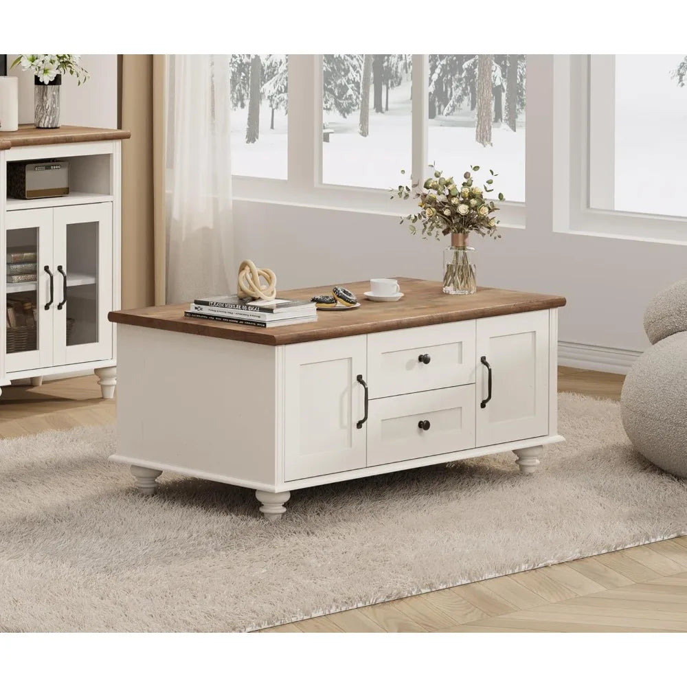 Coffee Table with Storage Cabinet,, Wood Rectangle Center Table with Drawer