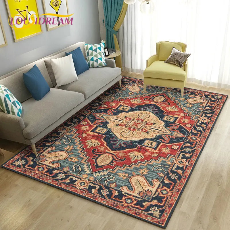 Turkish Bohemian Persian Area Rug Large, Carpet Rug for Living Room Bedroom Sofa Doormat Decoration, Kitchen Non-slip Floor Mat