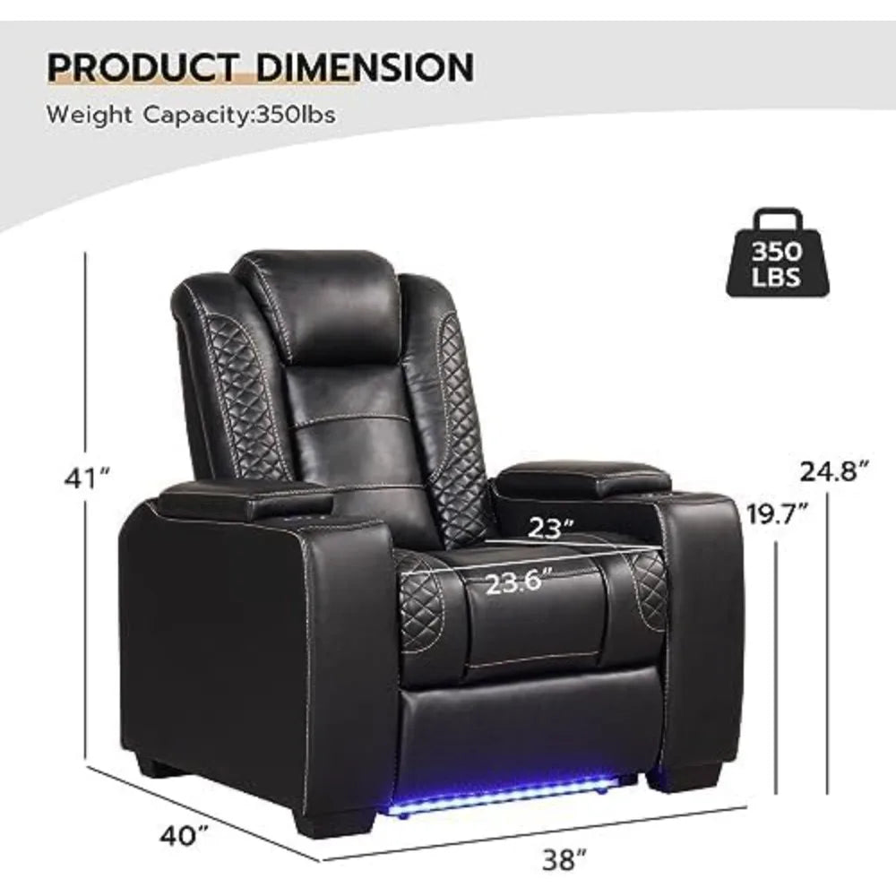 Power Recliner Home Theater Seating, Electric Recliner Chair with Adjustable Headrest,PU Leather