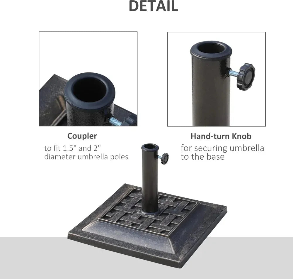 20 lbs Patio Umbrella Base Stand with Decorative Pattern, Fits 1.5" & 1.89" Poles for Garden, Lawn, Deck - Easy Setup