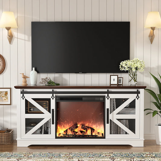 TV Stand 60’’ with Fireplace ,Farmhouse Entertainment Center w/26’’ Electric Fireplace