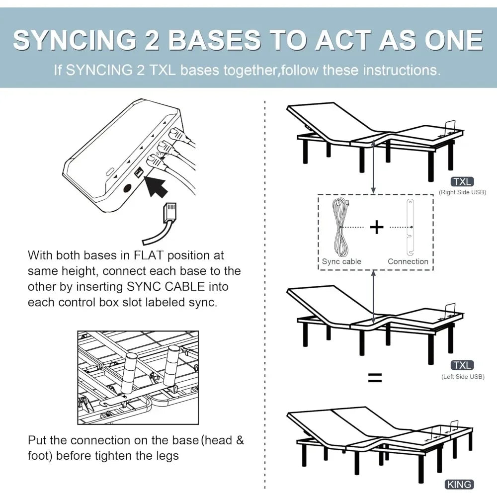 Adjustable Electric Split King Bed Base Frame with Massage, USB Type-C Ports, Zero Gravity, Under Bed Led Lighting