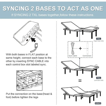 Adjustable Electric Split King Bed Base Frame with Massage, USB Type-C Ports, Zero Gravity, Under Bed Led Lighting