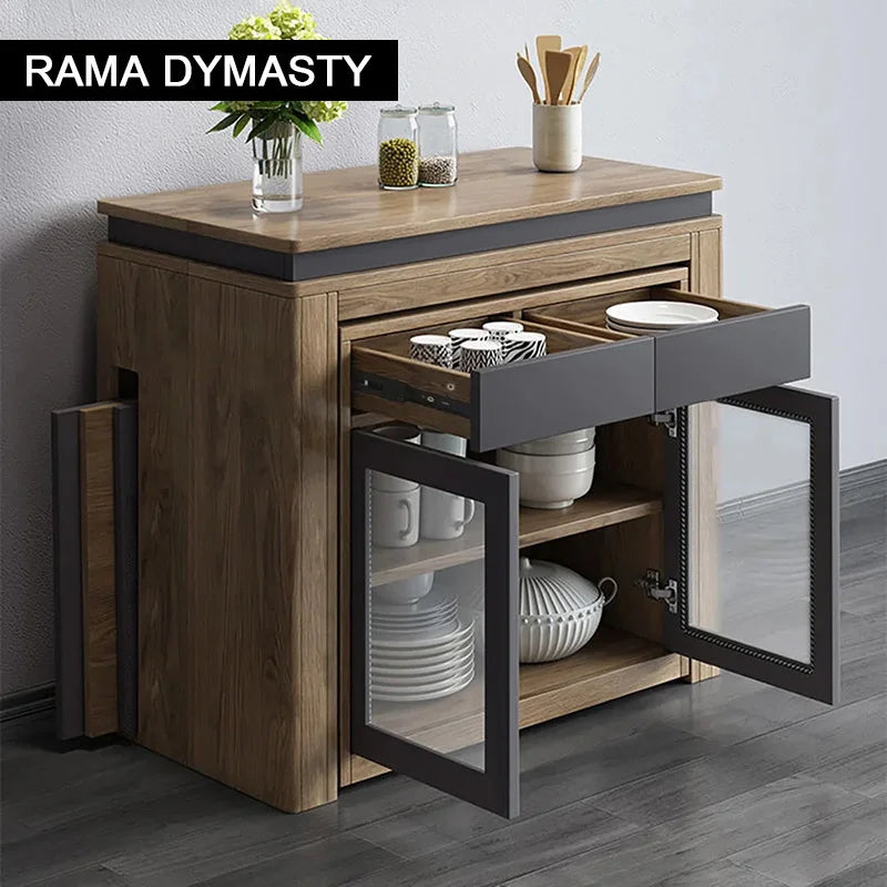 Extendable Dining Table, Rectangle Sideboard With Storage