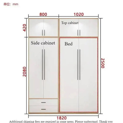 Full Murphy Bed with Closet Organizer with Drawers, Space-Saving, Hidden Bed ,for Multipurpose Room