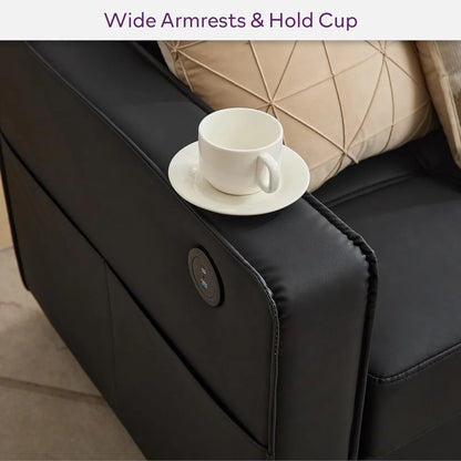 88" W Faux Leather Sofa – for Living Room, Comfy Small Loveseat with USB Port & Wide Armrests