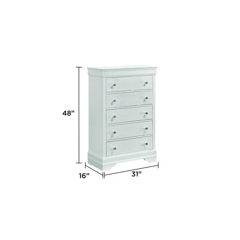 Modern 5-Pc Twin Bedroom Set with LED Headboard, Made of Wood in White Finish