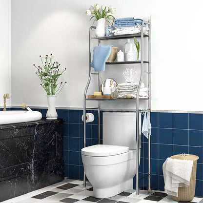 Over Toilet Storage Shelf, Freestanding, Metal Bathroom Shelves with Paper Holder