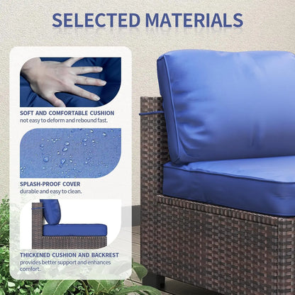 7-Piece,  Outdoor Furniture Set, PE Rattan Wicker Sectional,  Sofa Set, Perfect For Garden, Balcony, Deck ,or Patio