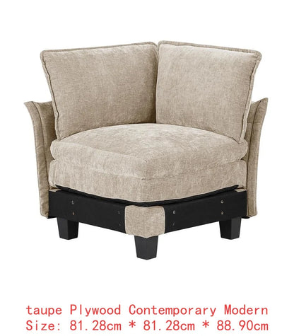 6-Piece Modular Sectional Sofa Set in Plush Chenille Upholstery- Durable Plywood