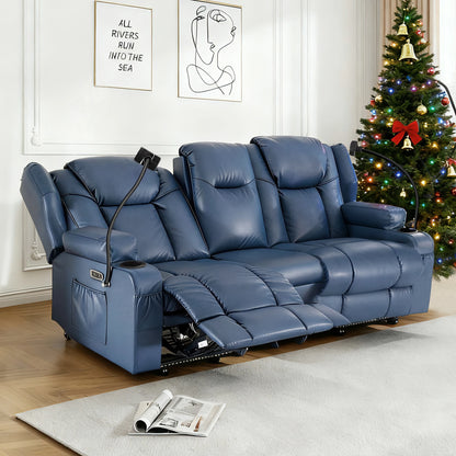 Loveseat Electric Recliner Sofa for Seniors, Massage & Heat,Dual Motor,350LBS Capacity,Cat-Claw Leather,For Living Room