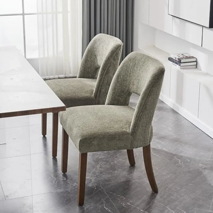 Wooden Dining Chairs Set of 2 Modern Fabric Upholstered Dining Room Chair, Farmhouse-style