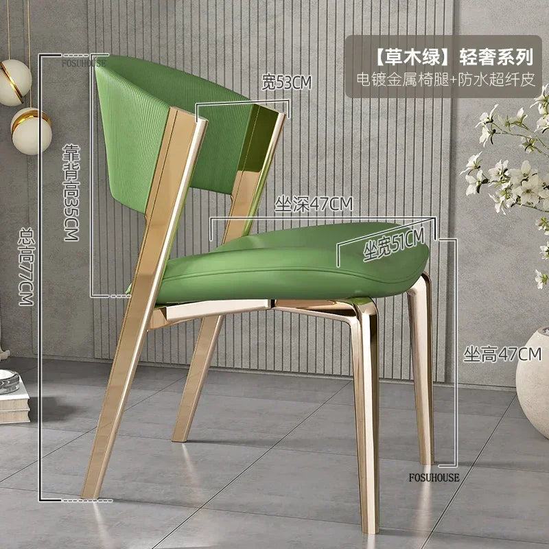 Luxury Designer Dining Chair Nordic Ergonomics Wedding Leather Dining Accent Chairs