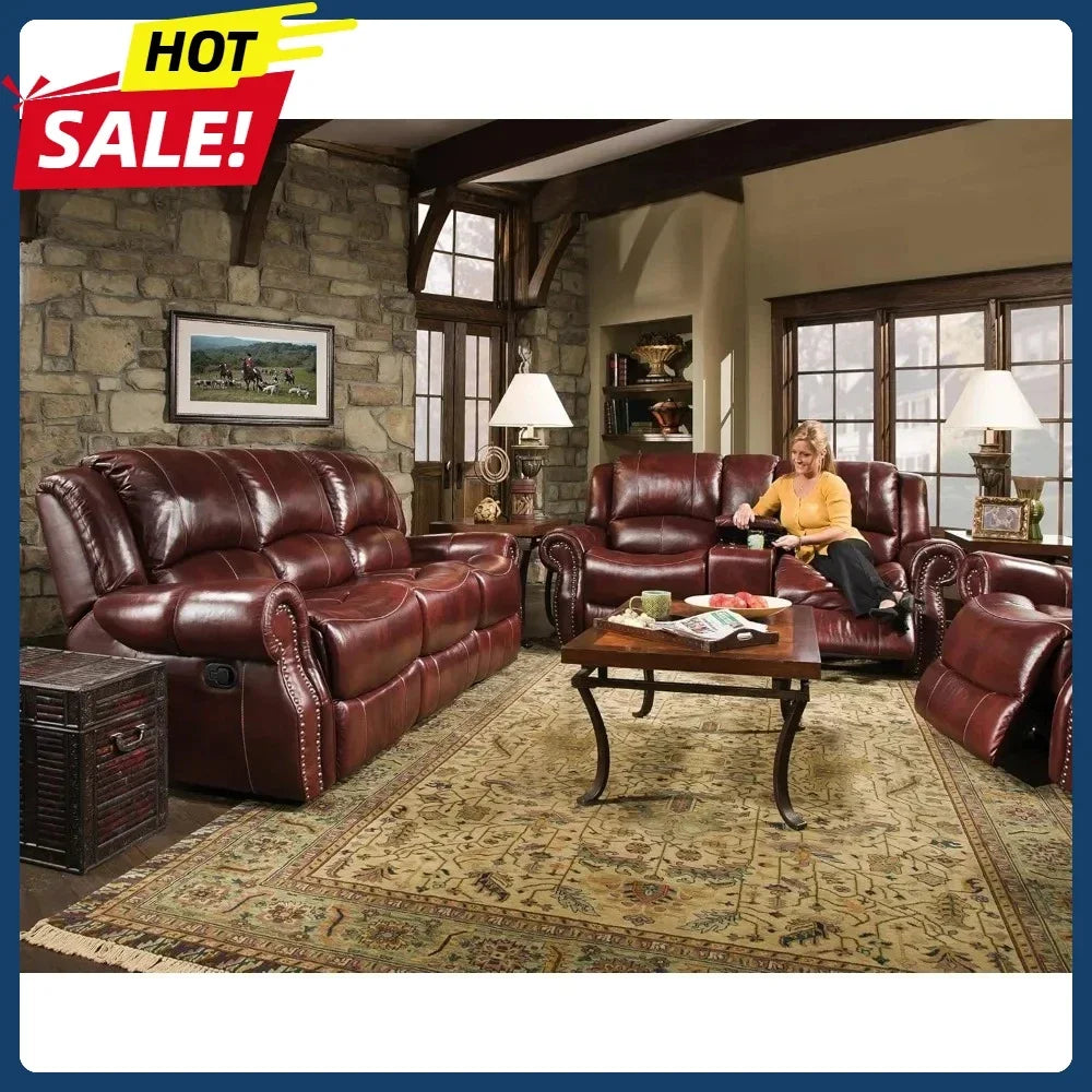 Hot sale, 3 Piece, Furniture Set with Deep Seating Double Reclining Sofa, Console Loveseat, and Rocker