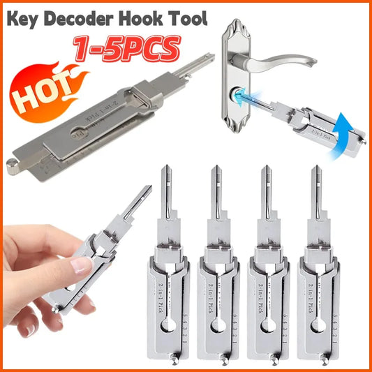 1-5PCS Stainless Steel Key Decoder, Precision Hook Hand, Tool O-ring Pickup Repair Kit, Lock Pick Kit