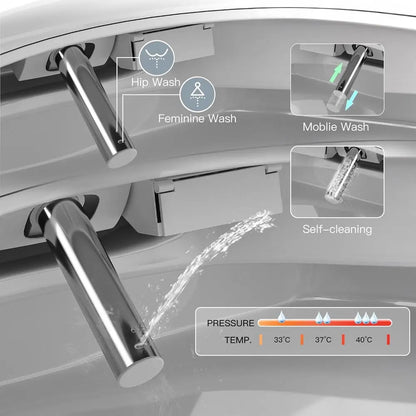 Smart Toilet, Heated, Seat with Nightlight, One Piece Toilet, Tankless, with Foot Sensor,