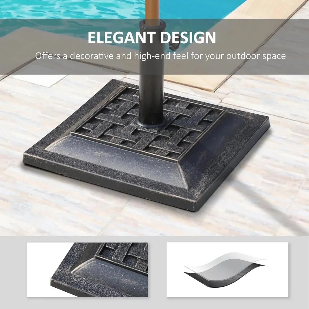 20 lbs Patio Umbrella Base Stand with Decorative Pattern, Fits 1.5" & 1.89" Poles for Garden, Lawn, Deck - Easy Setup