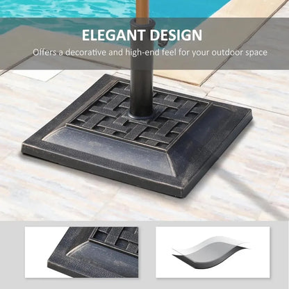 20 lbs Patio Umbrella Base Stand with Decorative Pattern, Fits 1.5" & 1.89" Poles for Garden, Lawn, Deck - Easy Setup