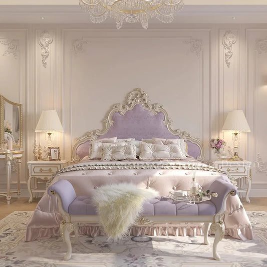 Platform Unique Bed Beauty European Simple Safe Sleeping Bed Girls Princess Sun Floor Wooden Furniture