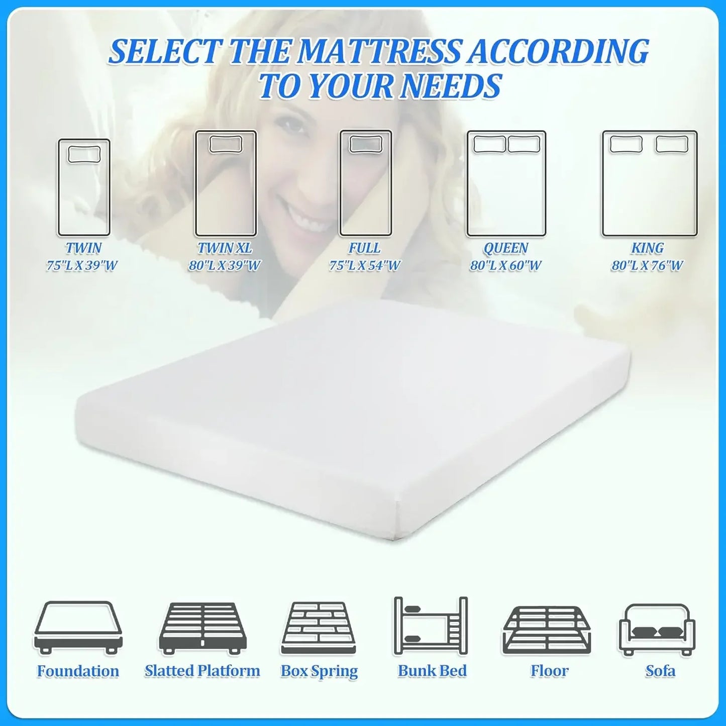 Mattress with Memory Foam 6/8/10/12/14 Inch Cooling-Gel Queen Mattress,Full Size Mattress