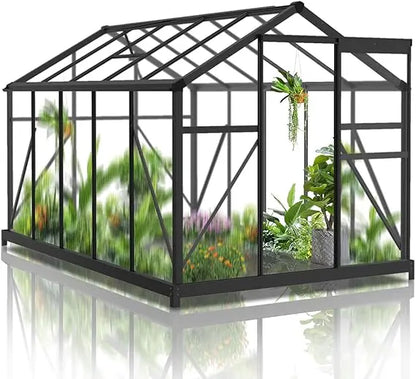 Greenhouse for Outdoors, 6x10 FT Heavy Duty Polycarbonate Greenhouse with 5 Roof Vents, Aluminum Large Walk-in Greenhouse for Ou