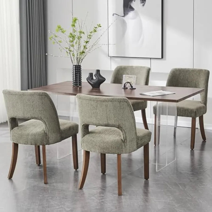 Wooden Dining Chairs Set of 2 Modern Fabric Upholstered Dining Room Chair, Farmhouse-style