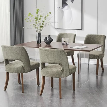 Wooden Dining Chairs Set of 2 Modern Fabric Upholstered Dining Room Chair, Farmhouse-style