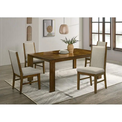 Dining Table Set, Handcrafted Solid Wood, Upholstered Chairs